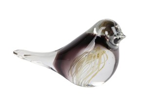 Sculptuur "Jay" zwart/roze vogel glas