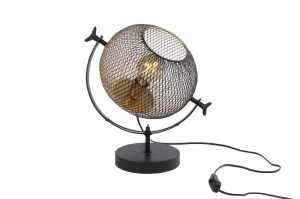 Staande lamp "Draad" verstelb. goud/zwart metaal 48x48x160cm