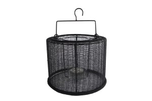 Windlicht L  zwart textiel/metaal