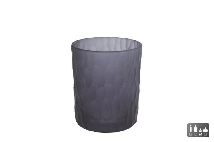 Theelicht "Dex" S mat zwart glas