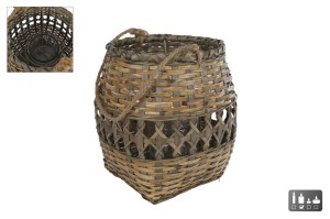 Windlicht "Per" L naturel/zwart