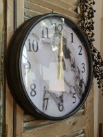 Wandklok rond "Marmer" zwart/goud metaal 51x51x8cm