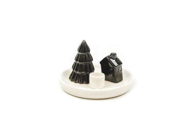 HV Kandelaar Kerstboom/Huisje - Zwart