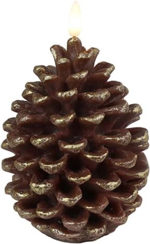 Dennenappelkaars LED Lyon S Bruin