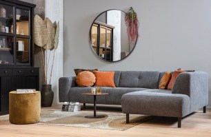 Doutzen spiegel metaal zwart ø115cm XXL Woood