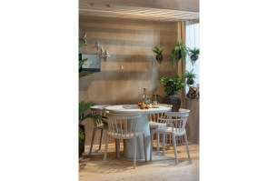 Damon eettafel betonlook wit 76xø100