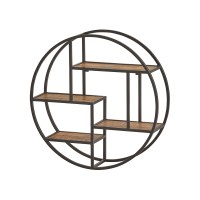 Wandrek metaal met mango hout rond 75 cm