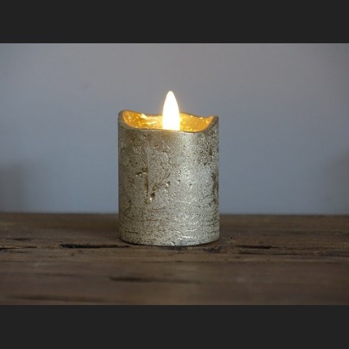 Stompkaars LED rustiek antiek Ø 5 cm goud set van 2