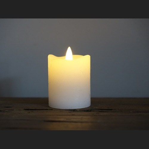 Stompkaars LED rustiek antiek Ø 5 cm wit set van 2