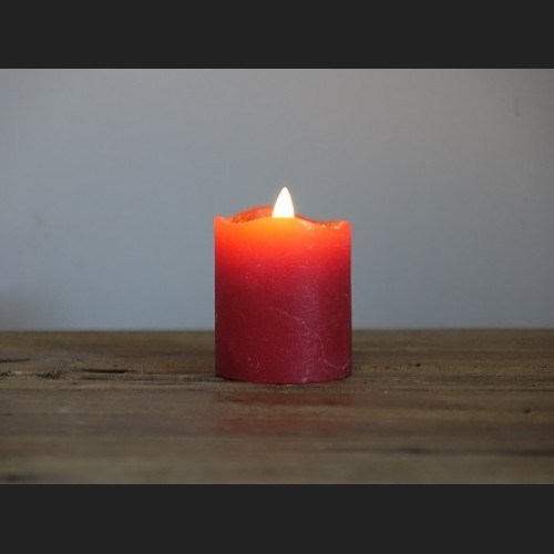 Stompkaars LED rustiek antiek Ø 5 cm rood set van 2