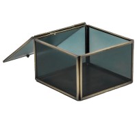 Glazen opbergdoos messing