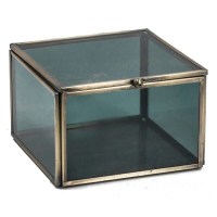 Glazen opbergdoos messing
