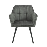 Eetkamerstoel Emma Velvet | Hunter green | Met armleuning