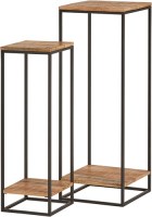 Cuba plantentafel set van 2 metaal met mango hout - Best Seller Collection