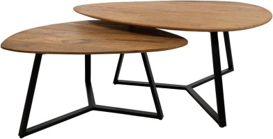 Keulen salontafel organisch, set van 2, Smooth Natural - Must Have Collection