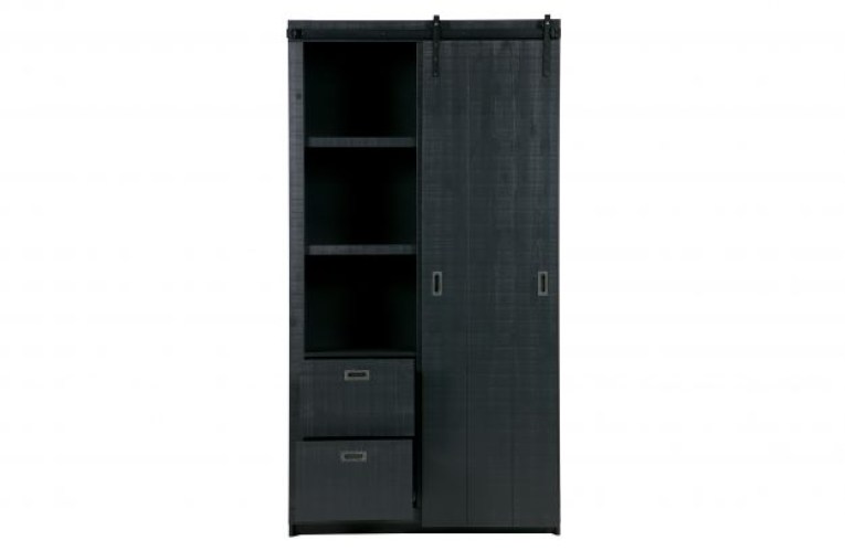 Slide Kast Barn Bezaagd Mat Zwart