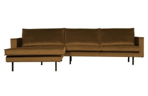 Rodeo Chaise Longue Links Velvet Honing Geel
