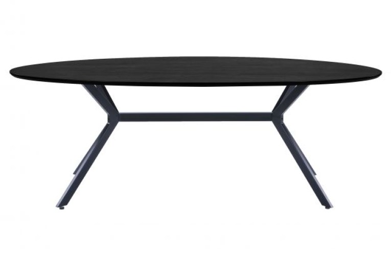 Bruno Eettafel Ovaal Mdf Zwart 220x100cm