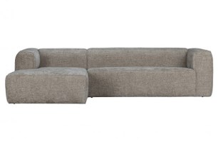 Bean Hoekbank Links Grove Melange Stof Travertin