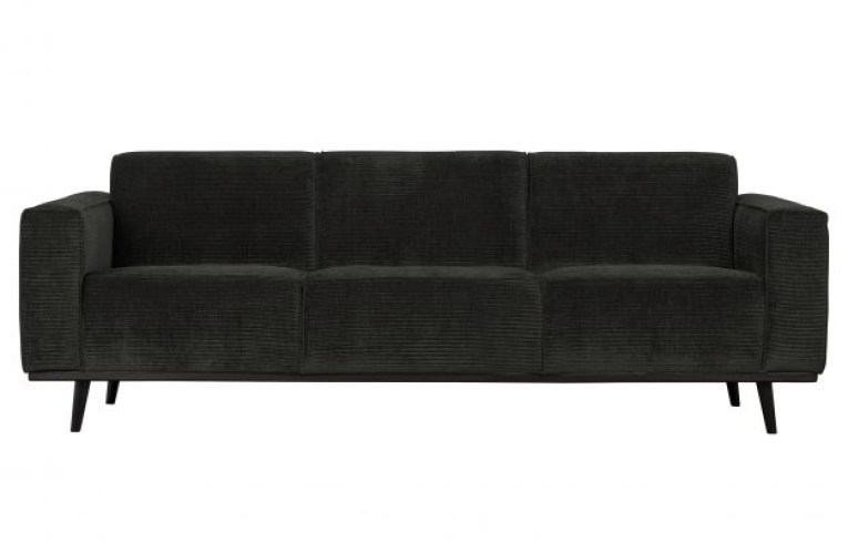 Statement 3-zits Bank 230 Cm Brede Platte Rib Graphite