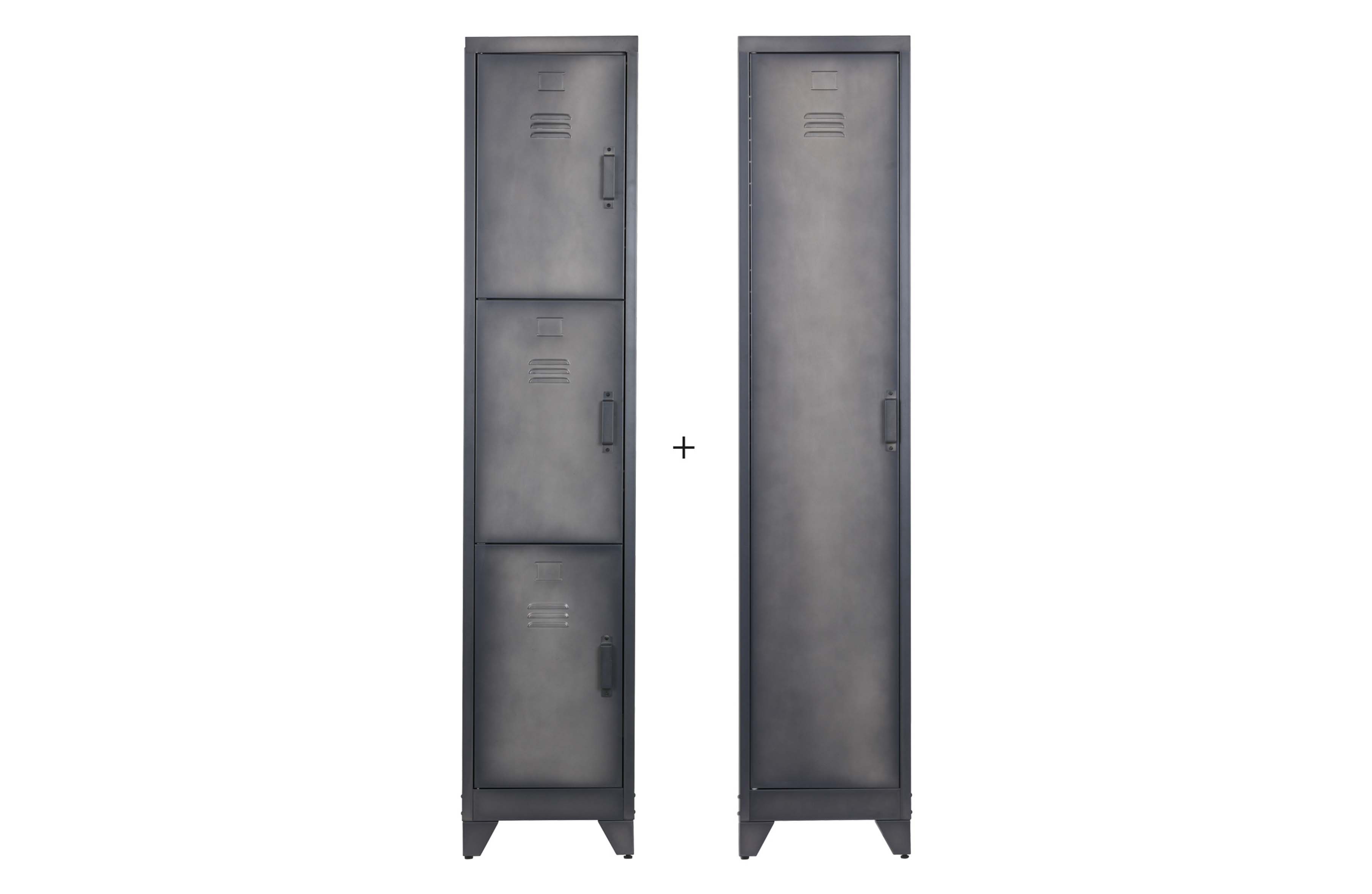 Set v 2 - cas lockerkast 3-deurs + 1-deurs metaal zwart