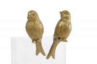 Sculptuur "Sitting bird" goud 2 ass polystone