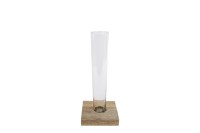 Vaas Tube S helder glas op houten voet 