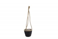 boho ibizastijl hangende bloempot naturel/zwart S