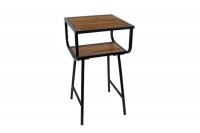 Tafel met houten blad zwart metaal 