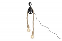 Hanglamp "Katrol" dubbele fitting zwart metaal 12x5x60cm