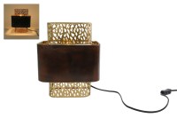 wandlamp square bruin/goud metaal 