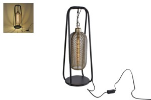 Tafellamp hangend goud/zwart metaal 20x20x62cm