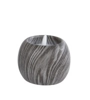 Led kaars in pot zwart/grijs bol
