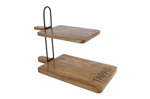 Etagere Tapas naturel/zwart hout/metaal