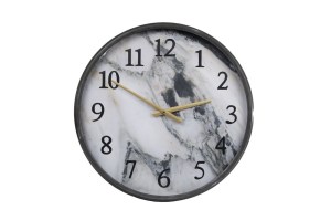 Wandklok rond "Marmer" zwart/goud metaal 51x51x8cm