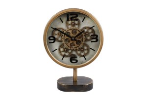 Radarklok "Jelle" op voet oud goud 30x10x42cm staand model