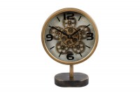 Radarklok "Jelle" op voet oud goud 30x10x42cm staand model