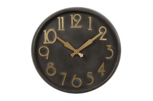 Wandklok metaal 'zwart/goud' S