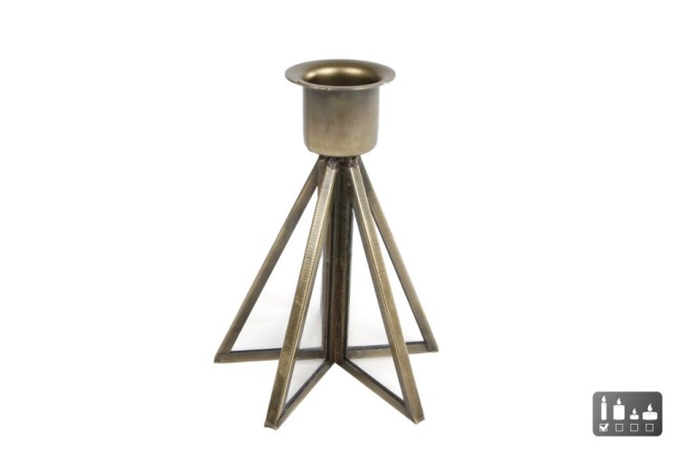 Kandelaar Sterre L oud goud glas/aluminium 