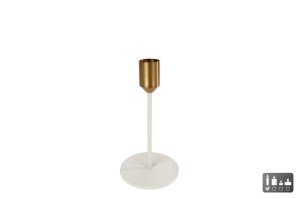 Kandelaar  S creme/goud metaal