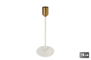 Kandelaar L creme/goud metaal