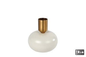 Kandelaar S bol creme/goud metaal
