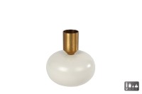 Kandelaar S bol creme/goud metaal