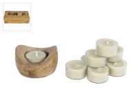 Geurtheelichtset "Wood Sage & Seasalt" l.groen hout 16x8x5cm