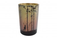 Tealighth "Forest" L green/red Glass