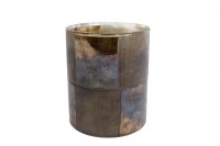 waxinehouder brons vakken L glas