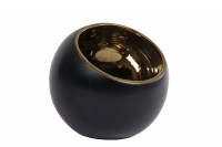 Theelichth "Pia" L goud/zwart