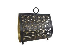 waxinehouder Bag goud/zwart metaal