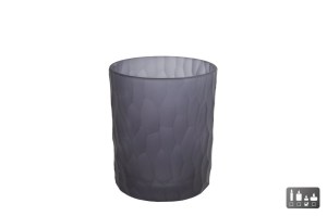 Theelicht "Dex" S mat zwart glas