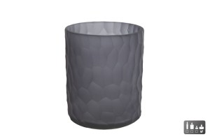 Theelicht "Dex" L mat zwart glas